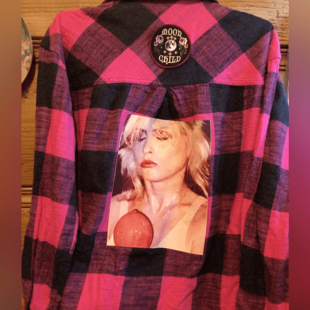 NEW ! Upcycled Custom Blondie Flannel